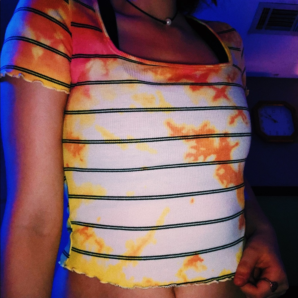 Tie dye striped crop top!!